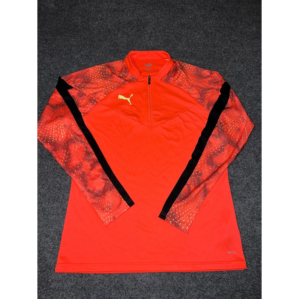 Puma Mens Large Orange Graphic Quarter Zip Training Top 658213-48
